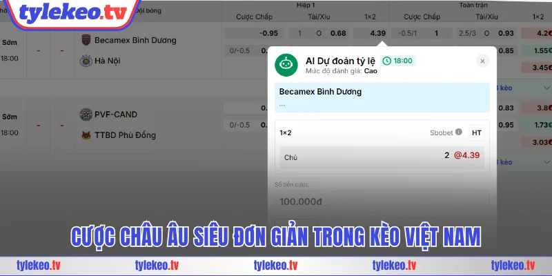 Cược châu Âu siêu đơn giản trong kèo Việt Nam